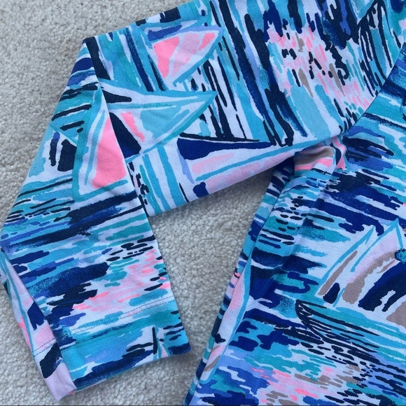 Lilly Pulitzer upf 50+ 3/4 sleeve tammy dress pier pressure blue pink sailboats - Picture 5 of 6